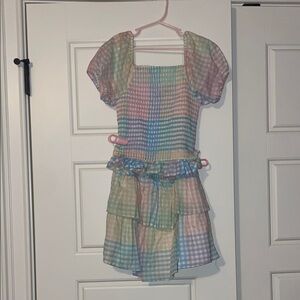 Art Class 2 piece Set - Plaid Fabric with Pastel Hues